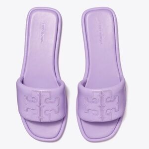 Tory Burch Double T Lavender Leather Slide Women’s size 8 NEW!!!
